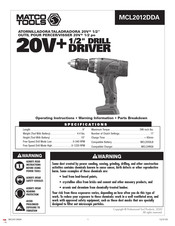 Matco Tools MCL2012DDA Manual De Instrucciones