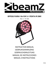 Beamz professional BPP205 PAR64 18x15W RGBWA Manual De Instrucciones