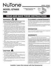 NuTone QTN80E Manual De Instrucciones