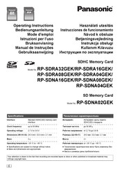 Panasonic RP-SDRA16GEK Instrucciones De Funcionamiento