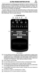 Behringer ULTRA PHASE SHIFTER UP100 Guia De Inicio Rapido