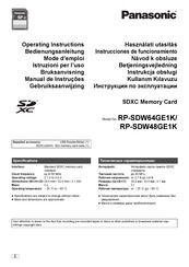 Panasonic RP-SDW64GE1K Instrucciones De Funcionamiento