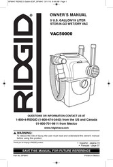 RIDGID VAC50000 Manual Del Usuario