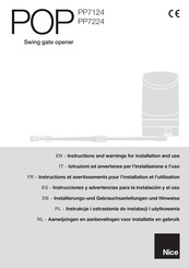 Nice POP PP7124 Instrucciones Y Advertencias Para La Instalación Y El Uso