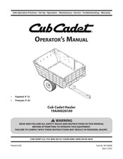 Cub Cadet 19A40026100 Manual Del Operador