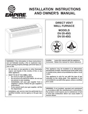 Empire Heating Systems DV-25-4sG Instrucciones De Instalación Y Manual Del Propietario