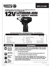 Matco Tools MCL1214ID Manual De Instrucciones