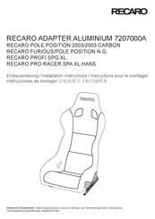 RECARO 7207000A Instrucciones De Montaje