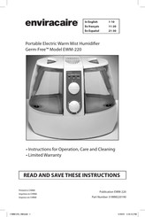 Enviracaire Germ-Free EWM-220 Instrucciones Para La Operación Y Cuidado