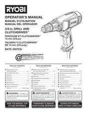 Ryobi CLUTCHDRIVER D47CL CLUTCHDRIVER D47CG Manual Del Operador