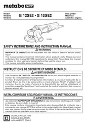 Hitachi Koki G 12SE2 Instrucciones De Seguridad Y Manual De Instrucciones