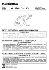 Metabo HPT G 13SQ Instrucciones De Seguridad Y Manual De Instrucciones