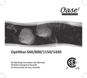 Oase OptiMax 560 Instrucciones De Uso Y Garantía