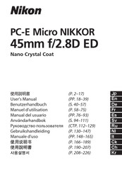 Nikon PC-E Micro NIKKOR 45mm f/2.8D ED Manual Del Usuario