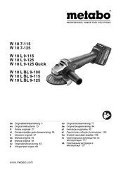 Metabo W 18 L 9-125 Quick Manual Original