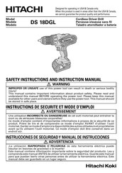 Hitachi Koki DS 18DGL Instrucciones De Seguridad Y Manual De Instrucciones