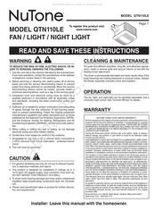 NuTone QTN110LE Manual De Instrucciones
