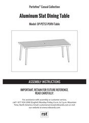 rst brands Portofino OP-PETS7-PORV-Table Manual De Instrucciones Y Ensamble