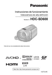 Panasonic HDC-SD600EC Instrucciones De Funcionamiento