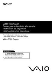 Sony VAIO PCG-6Z4P VGN-Z670TD Información De Seguridad