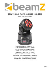 Beamz MHL-74 Wash 7x10W 4in1 RGB 12ch DMX Manual De Instrucciones