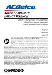 ACDelco ARI2061 Manual Información Del Producto