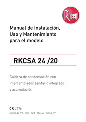 Rheem RKCSA 24 /20 Manual De Instalación, Uso Y Mantenimiento Para El Modelo