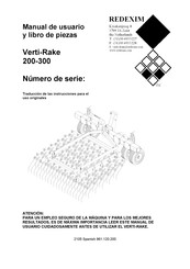 Redexim Verti-Rake 200 Manual Del Usuario Y Libro De Piezas