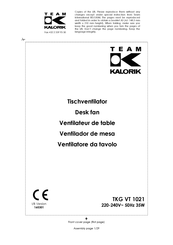 Team kalorik TKG VT 1021 Manual Del Usuario