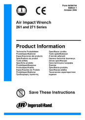 Ingersoll Rand 261-6-EU Especificaciones Del Producto