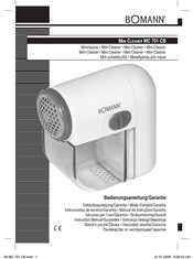 BOMANN MINI CLEANER MC 701 CB Instrucciones De Servicio/Garantía