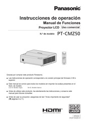 Panasonic PT-CMZ50 Instrucciones De Operación Manual De Funciones