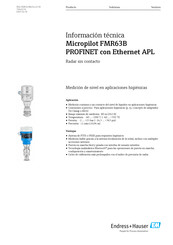 Endress+Hauser Micropilot FMR63B PROFINET con Ethernet APL Información Técnica