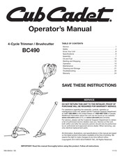 Cub Cadet BC490 Manual Del Usuario