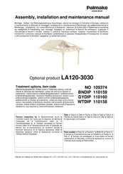 Palmako LA120-3030 Instrucciones De Montaje, Instalación Y Mantenimiento