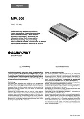 Bosch BLAUPUNKT MPA 500 Instrucciones De Montaje / Instrucciones De Manejo