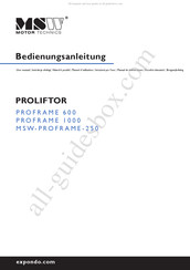 MSW Proliftor PROFRAME 1000 Manual De Instrucciones