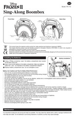 Disney FROZEN II Sing-Along Boombox FR-115 Manual Del Usuario