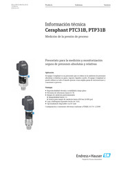 Endress+Hauser Ceraphant PTP31B Información Técnica