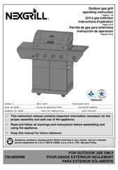 Nexgrill 720-0830HM Instruccion De Operación