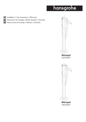 Hansgrohe Metropol 32532 1 Serie Instrucciones De Montaje / Manejo / Garantía