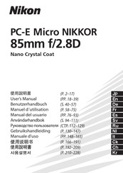 Nikon PC-E Micro NIKKOR 85mm f/2.8D Manual Del Usuario