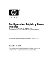 HP dx2150 Configuración Rápida Y Pasos Iniciales