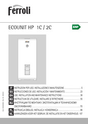 Ferroli ECOUNIT HP 500-2C Instrucciones De Uso, Instalación Y Mantenimiento