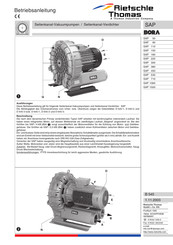 Thomas Industries Rietschle Thomas BORA SAP 150 Instrucciones De Funcionamiento