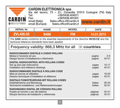 Cardin Elettronica S486 Serie Datos Técnicos, Dibujos Técnicos De Instalación Y Referencias