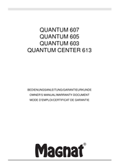 Magnat QUANTUM 603 Manual Del Propietario/ Certificado De Garantía