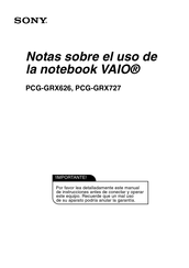 Sony VAIO PCG-GRX727 Notas Sobre El Producto