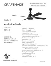 Craftmade Beckett BEC52FBSB4 Guia De Instalacion