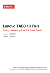 Lenovo TB3-X70L Seguridad, Garantía Y Guía De Inicio Rápido